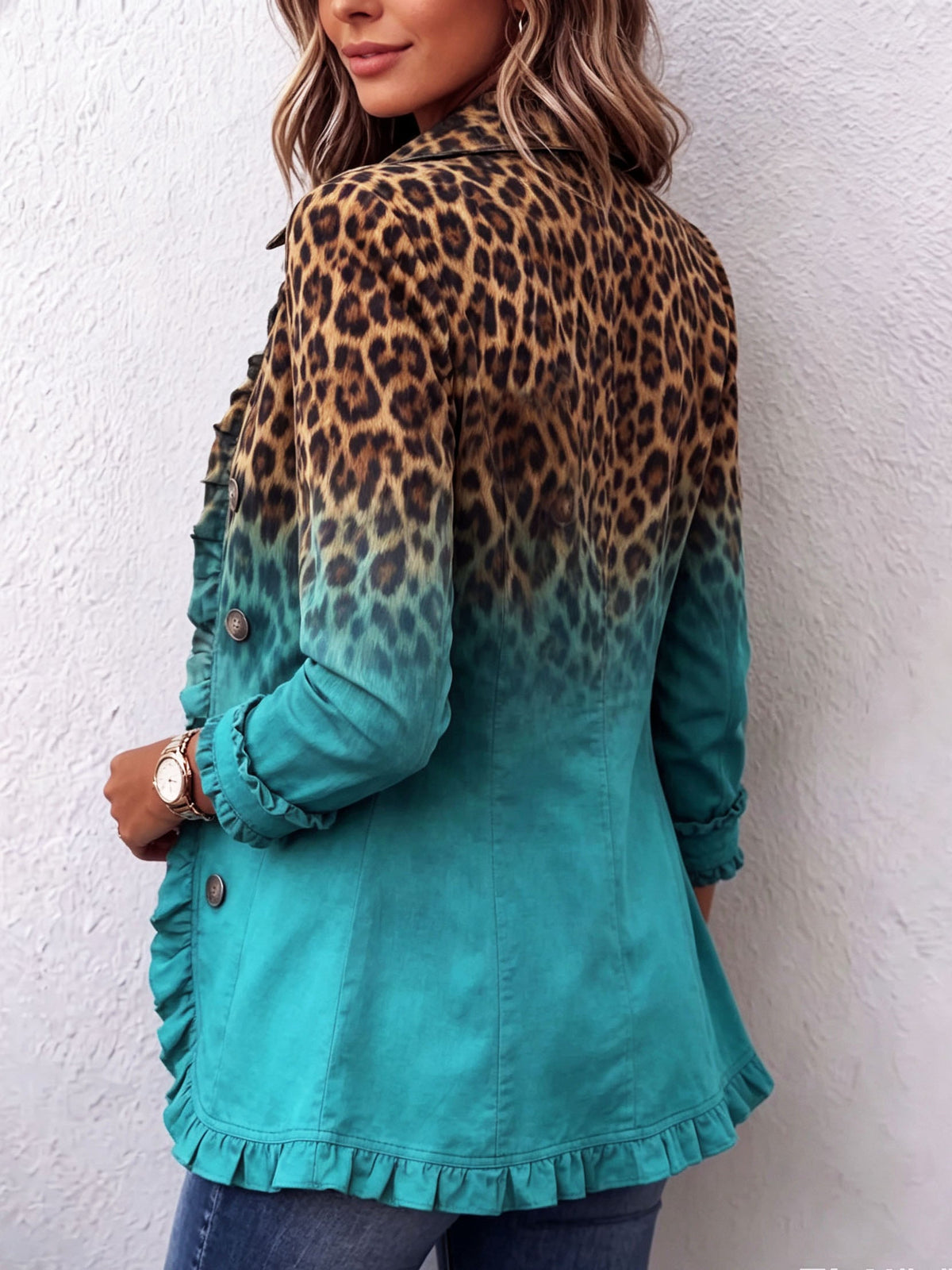 Casandra | Blazer Leopardato Sfumato con Volant