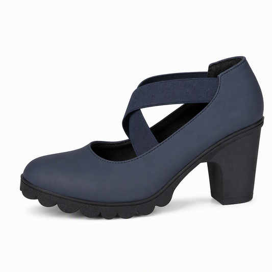 Lola | Scarpe da donna con plateau, punta tonda, cinturino incrociato e tacco grosso
