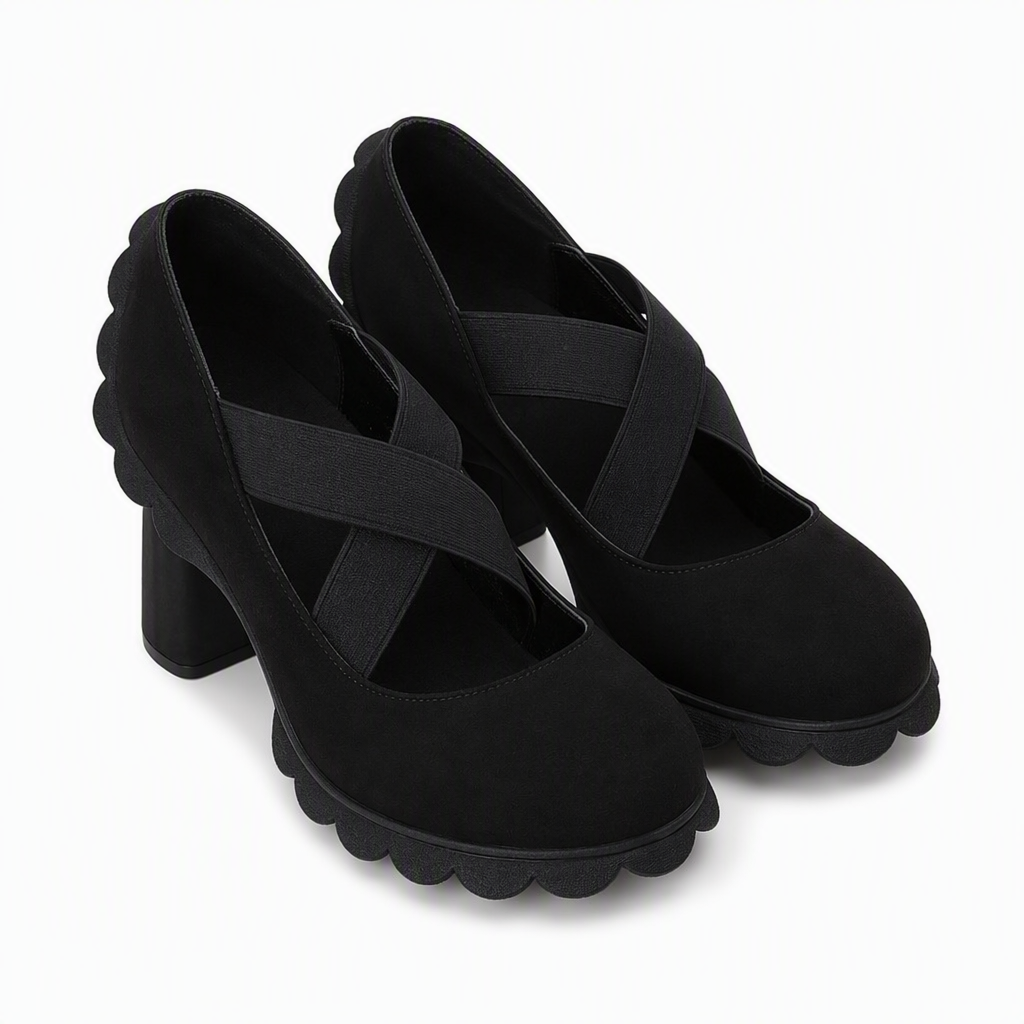 Lola | Scarpe da donna con plateau, punta tonda, cinturino incrociato e tacco grosso