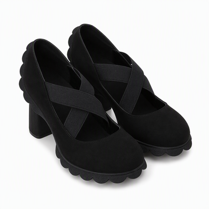 Lola | Scarpe da donna con plateau, punta tonda, cinturino incrociato e tacco grosso