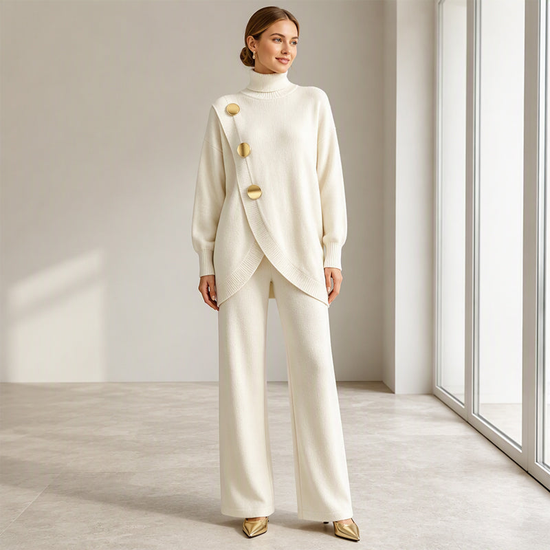 Noa | Completo in maglia: maglione a collo alto e pantaloni a gamba larga