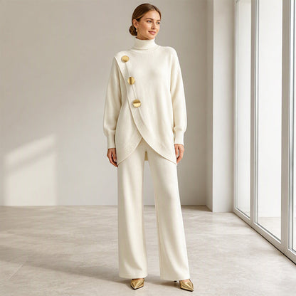 Noa | Completo in maglia: maglione a collo alto e pantaloni a gamba larga