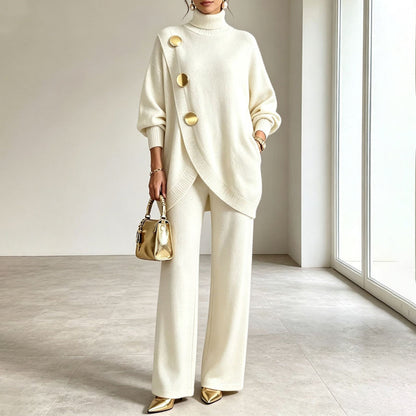 Noa | Completo in maglia: maglione a collo alto e pantaloni a gamba larga