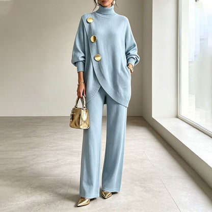 Noa | Completo in maglia: maglione a collo alto e pantaloni a gamba larga